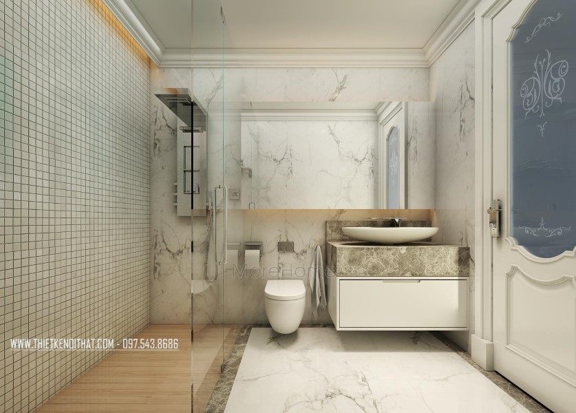 Thiết kế nội thất phòng tắm, nhà vệ sinh nhà liền kề khu đô thị Văn Quán